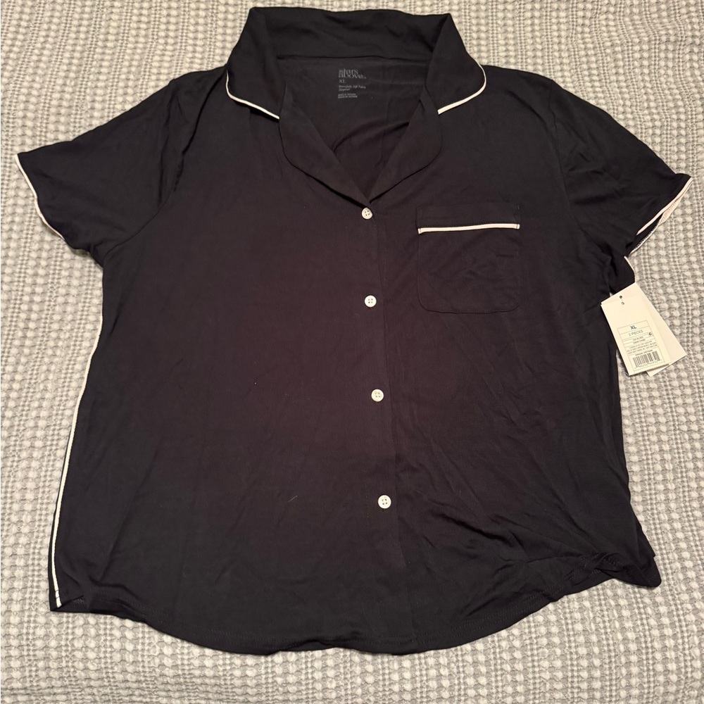 NEW Stars Above Black Button Down Soft Pajama Top XL
